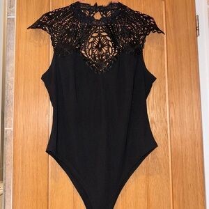 Lipsy Black Lace Detail Crop Top
